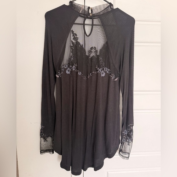 Free People Black Sheer Embroidered Blouse - Picture 4 of 4